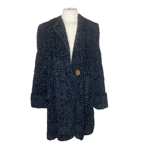 Duro kurl Jackets & Blazers - 50 VTG  Black Persian Lamb‎ Fur Coat  luxury old money rockabilly